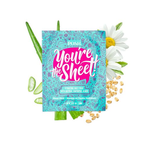 Perfectly Posh YOU'RE THE SHEET Hydrating Face Mask with Oatmeal, Chamomile, and Aloe.56 oz./16g