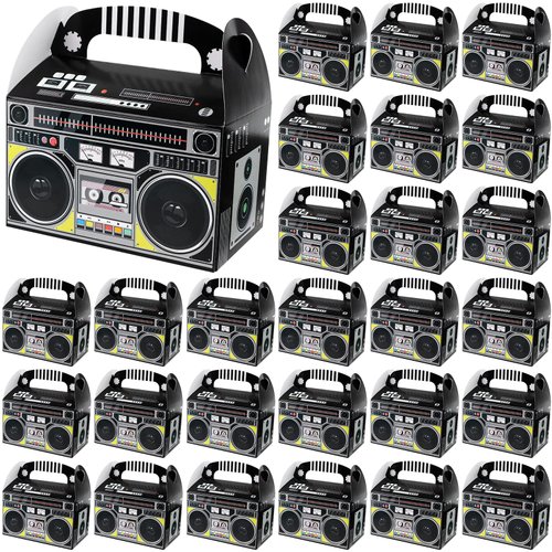 XGOOD 32PCS 80s 90s Boom Box Party Favor Novelty Boom Favor Boxes Party Gift Treat Goodie Boxes 80s 90s Retro Radio Decorations Table Centerpieces for 80s Theme Hip Hop Birthday Party Supplies