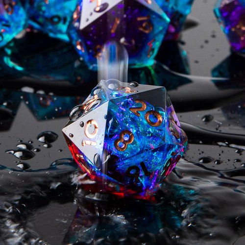 Sharp Edge DND Dice Set Handmade 7 Accessories Dice for Dungeons and Dragons TTRPG Games, Multi-Sided RPG Polyhedral Resin Sharp Edge Dice Roleplaying Games Shadowrun Pathfinder MTG