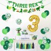 Dinosaur 3rd Birthday Decorations, 3 Rex Birthday Party Supplies - Three Rex Banner, Cake&Cupcake Toppers, Dinosaur Balloons,Temporary Tattoos for Roar I’m 3 Boys Girls Birthday