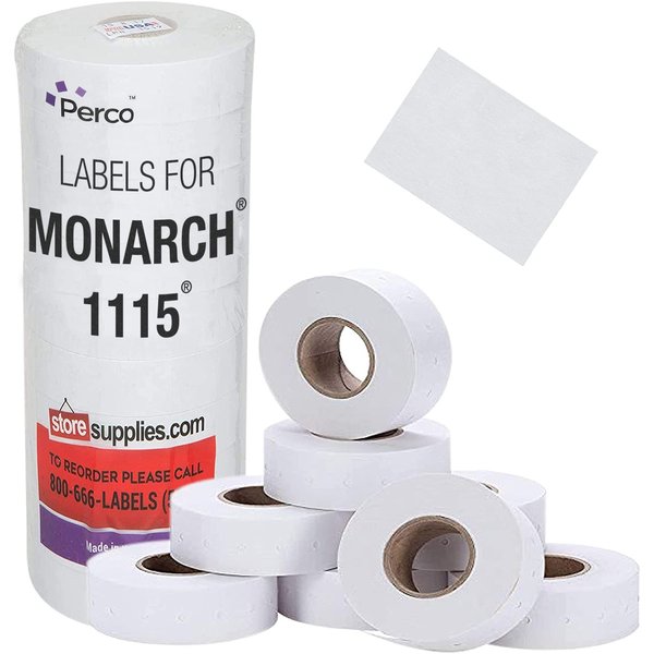 White Pricing Labels for Monarch 1115 Price Gun - 10 Rolls, 15,000 Price Marking Labels