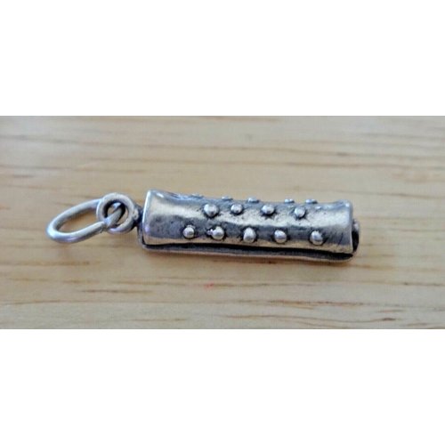 New Sterling Silver 3D 21x5mm Hair Perm Rod Roller Hairdresser Charm CII2868SEE