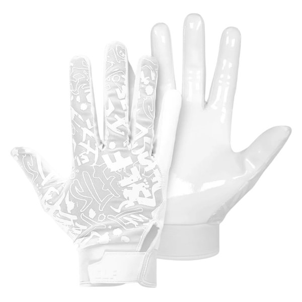 SLEEFS Football Receiver Gloves [1 Pair - Medium] - No Slip, Crazy Sticky Silicone Grip - Youth and Adult Sizes - White