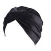 Decou Bright Color Twist Pleasted Hair Wrap StrecthTurban Cap Hat (Black)