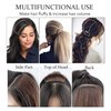 SEGO 2 Pcs Short Hair Extensions Clip in Human Hair 6 Inch 20g Hairpiece Human Hair Toppers for Women With Thinning Hair Adding Hair Volume -Dark Brown