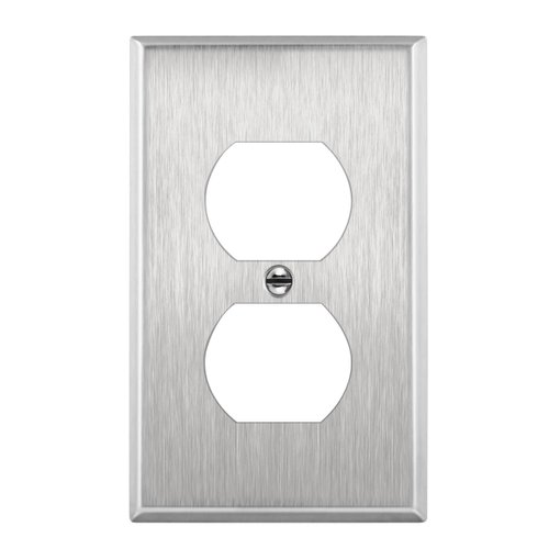 ENERLITES Duplex Receptacle Metal Wall Plate, Stainless Steel Outlet Cover, Corrosion Resistant, Size 1-Gang 4.50" x 2.76", UL Listed, 7721, 430, Silver
