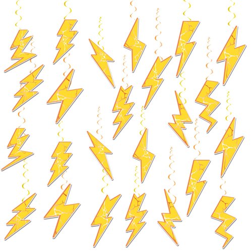 24 Pieces Lightning Hanging Swirls Flash Weather Streamers Gold Lightning Hanging Decorations Cei...