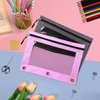 Pencil Pouch for 3 Ring Binder, 2 PCS Double Layer Binder Pencil Case with Zipper Puller, Transparent PVC Mesh Window Oxford Pencil Holder 3 Ring Binder Pencil Cases, Smooth Metal Zipper Pencil