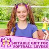 MTLEE 9 Pcs 7.5 Inch Purple Softball Ribbon Hair Bows Cheer Hair Bows Elastic Scrunchies Hair Bands Cheerleader Bows Volleyball Sports Ball Ponytail Holder Sport Hair Accessories for Girl Player