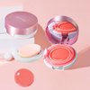 BLUE LOVE Cushion Liquid Blush for Cheeks with Mirror, Natural and Elegant Face Makeup Blush Cream, Silky Face Blushes Cheek Tint, Contour & Highlight Face for Sheer Finish (Pink Orange)