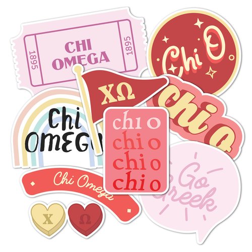Chi Omega Sticker Decal Laptop Water Bottle Car (Cute Sheet)