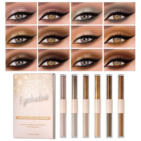 ROPALIA 2 in 1 Liquid Glitter & Matte Eyeshadow Makeup Sticks, Double-Head High Pigmented Velvet Cream Eyeliner Eyeshadow, Long Lasting Quick Drying Liquid Matte Cream Eye Primer Base Makeup
