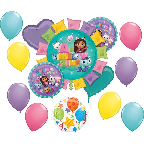 Anagram Gabby's Birthday Party Supplies Dollhouse and Cats Balloon Bouquet Decorations