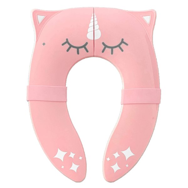 Hippypotamus Travel Potty Seat for Toddler - Pink Unicorn - Folding Potty Training Seat - Portable Toilet Seat Cover for Baby & Kids