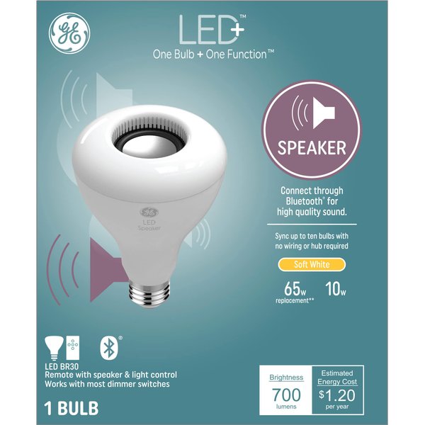 GE Lighting LED+ Speaker Recessed Downlight Fixture, 6-Inches, Soft White, Bluetooth Speaker, Remote Included (1 Pack)