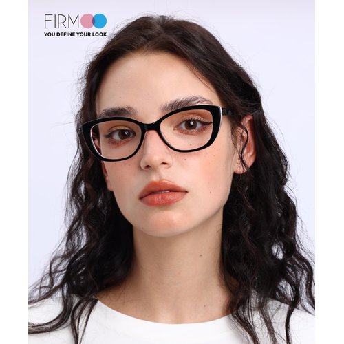 Firmoo Blue Light Blocking Glasses, Cat Eye Computer Glasses Bluelight Blocker 1.00 for Women, Vintage Cateye Eyeglasses Frame (Black Pink Frame)