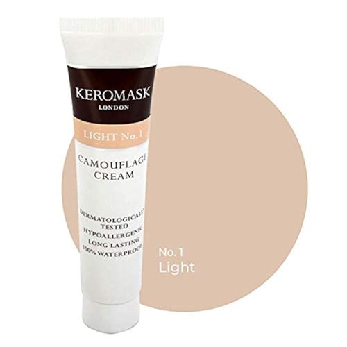 Keromask Full Coverage Concealer | Camouflage Makeup | Waterproof Concealer | Hypoallergenic | Vitiligo, Tattoo, Rosacea, Tattoo Cover | 24 Shades | Light No 1