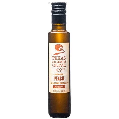Terra Verde Peach Balsamic Vinegar - Gourmet Barrel Aged Infused Balsamic Vinegar - Great for Dressing Dipping Glazing - No Artificial Flavors or Added Sugar - Made in Texas (8.5 oz)