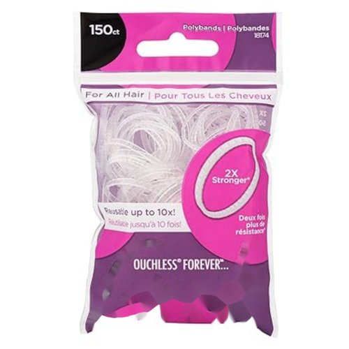 Kusport No buttocks Women with Multiple Elastic headbands - 150 counts, clear - Fine hair - Hair accessories style easy, keep your hair safe - Perfect for fun and unique hairstyles - painless