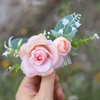Fangsen Wedding Rose Flower Hair Comb Bridal Headpiece Floral Hair Accessories for Brides and Bridesmaids (Pink)