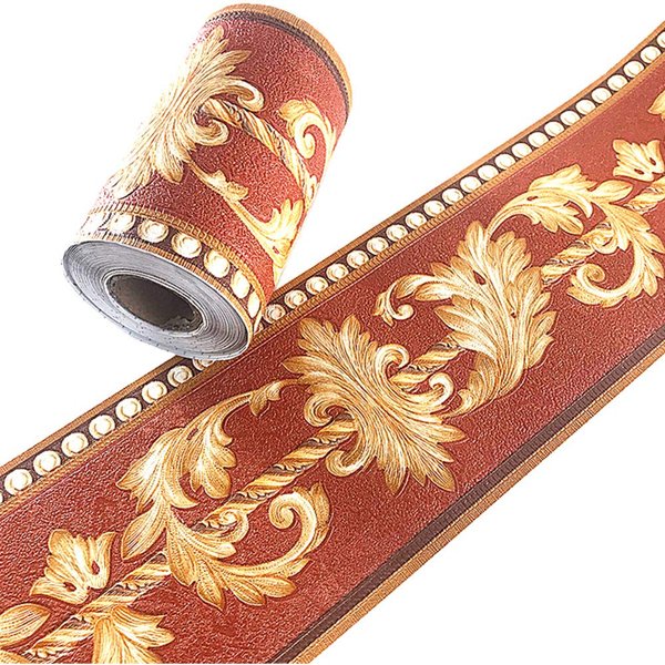 Simplemuji 3D Self Adhesive Orange Flower Waterproof Wallpaper Border Peel and Stick for Bathroom Kitchen Counter Top Tiles Sticker,4 Inch by 16.5 Feet