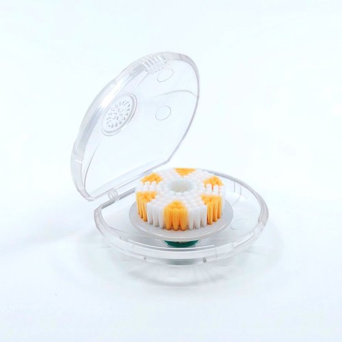 TAO Clean Replacement Exfoliator Brush Head, Replacement Head (1 Head) – Exfoliating Brush Replacement Head for the TAO Clean Electric Face Cleansing Brush and Cleaning Station, White/Orange