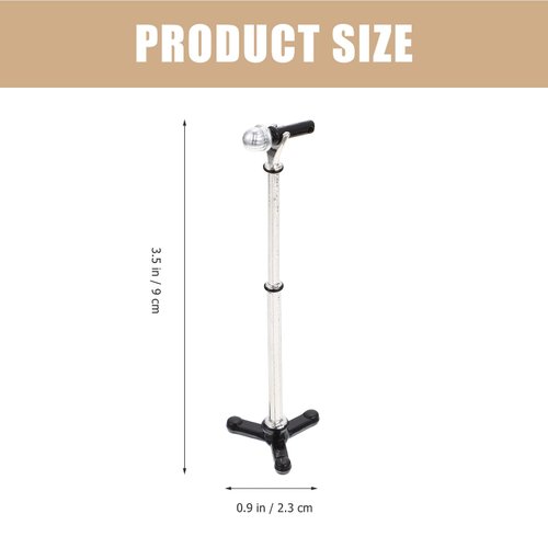 LUOZZY Miniature Microphone Mini Musical Instrument Dollhouse Mini Microphone Model with Stand for 1:12 Dollhouse Accessories Display - Black