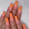 French Press on Nails Long Coffin Fake Nails Full Cover False Nails with gradient Design Acrylic Nails for Women and Girls 24Pcs (orange)