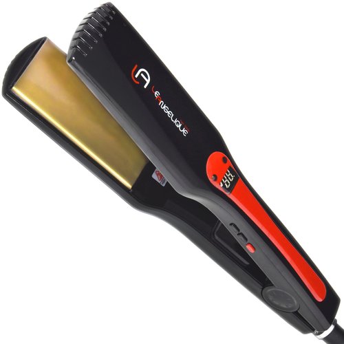 Le Angelique Titan G3 Nano Titanium Flat Iron ● 1.75 inch Extra Wide Styling Plates ● 450F to 120F Digital Temp Control Professional Titanium Plated Hair Straightener - Dual Voltage 110v-240v