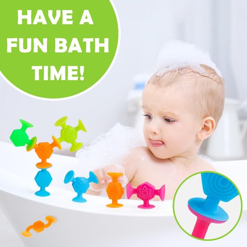Toddler Textured Suction Cup Toys, 40 PCS Kids Bath Toys Ages 4-8, Sensory Sucker Toys for Baby Age 3, Travel Window Shower Bathtub Toys, Montessori Stress Release Ideal Gifts for Boys Girls