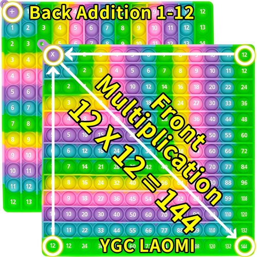 YGC LAOMI 12X12 Multiplication Chart and Math 1-12 Addition Table Toys, Stress Relief Fidget Bubble Game Learning Toys, Making Learning More Fun and Easy to Understand
