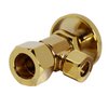 Westbrass Round Handle Angle Stop Shut Off Valve, 1/2" Copper Pipe Inlet with 3/8" Compression Outlet, Polished Brass, D105-03