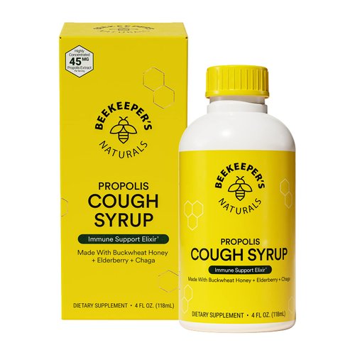 Beekeeper's Naturals Propolis Honey Cough Syrup Daytime for Adults Elderberry, Bee Propolis, Buckwheat Honey - Immune Support & Throat Soothing, 4 oz