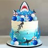 DRWATE 22 PCS Shark Cake Topper Shark Figurines Decorations for Boys Girls Ocean Theme Birthday Party Supplies (Blue)