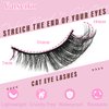 Fox Eye Lashes Fluffy Lashes Natural Eyelash Cat Eye Lashes D Curl Fake Eyelashes Pack 5 Pairs(18MM,3D Effect)