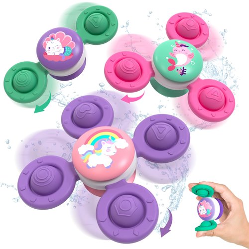 Lehoo Castle Spinner Toys for Babies, 3 Pcs Silicone Suction Cup Spinner Toy, Montessori Toys, Bath Toys Sensory Toys for Toddlers