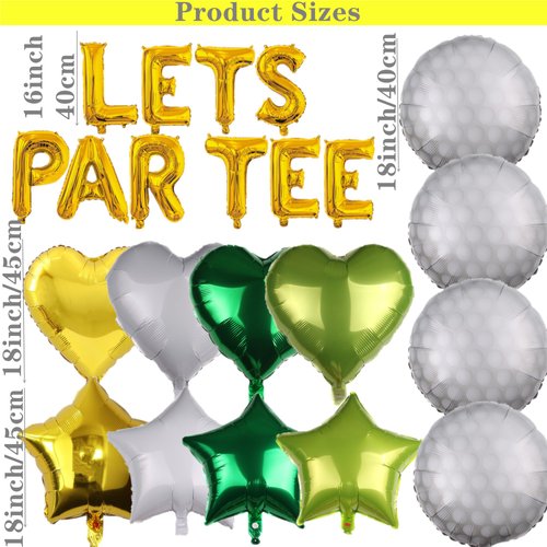 46 Pieces Let's Partee Golf Party Decorations Boys Men Party Balloons Decoration Let's Par-tee Golf Balloons Sport Themed Party Supplies Yellow Green Balloons for Birthday Baby Shower Retirement Party