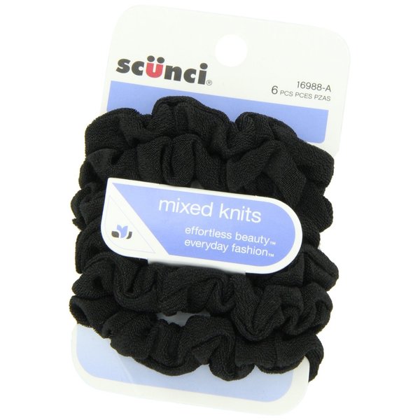 Scunci Effortless Beauty Mini Slinky Black Twisters 18, 3 Count