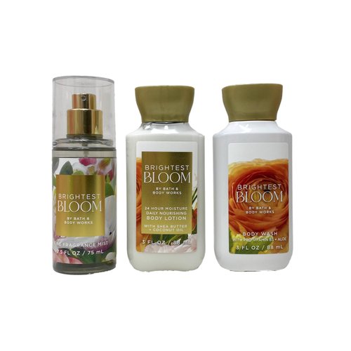 Bath and Body Work Brightest Bloom - Mini Gift Set - Fragrance Mist, Body Lotion and Body Wash