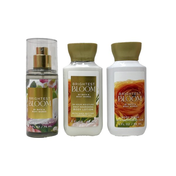Bath and Body Work Brightest Bloom - Mini Gift Set - Fragrance Mist, Body Lotion and Body Wash