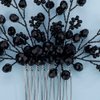 Teyglen Rhinestone Wedding Hair Comb Bridal Black Crystal Hair Side Comb Handmade Black Beads Hair Piece Vintage Headpiece Hair Accessories for Women Girls Party Prom Festival