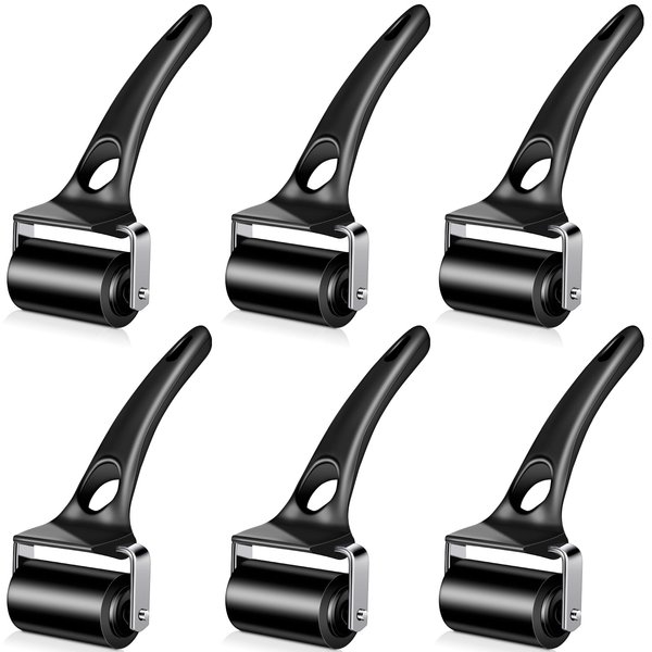 Frienda 6 Pcs 2 Inches Rubber Roller Black Rubber Brayer Rollers Ink Roller for Gluing Printing Inking Block Paper Crafting Press Printmaking Wallpaper Stamping Scrapbooks