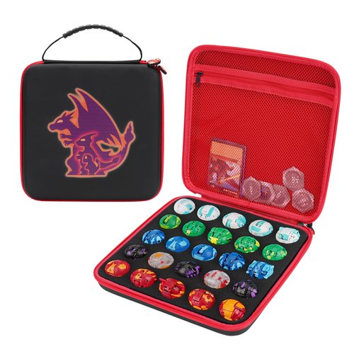 MADCAT Organizer Case Compatible with Bakugan Battle Planet, BakuCores, Armored Alliance, Geogan Rising, Toy Organizer Storage Container Holder (25, red)
