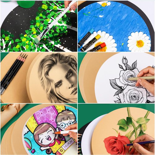 KYMY 60 pcs Colored Round Cardstock Paper, 12 Assorted Colors 230gsm Thick Pastel Colored Construction Paper, Double Sided Printed Carft Paper for Origami, Scrapbook Craft, DIY Art, School Supplies