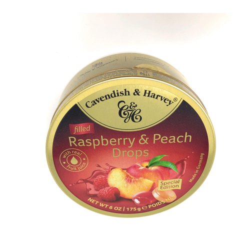 Cavendish & Harvey Limited Edition Raspberry and Peach Candy Drops Real Fruit Juice Filled (1) - SET OF 3