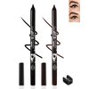 Black Brown Gel Eyeliner Pencil-2Pcs Multi-Use Gel Eye Liner Eyeshadow Pen,Long Lasting Waterproof Smudge-proof Water Line Pencil,Professional Eye Makeup Set for Women with Pencil Sharpener-01+06