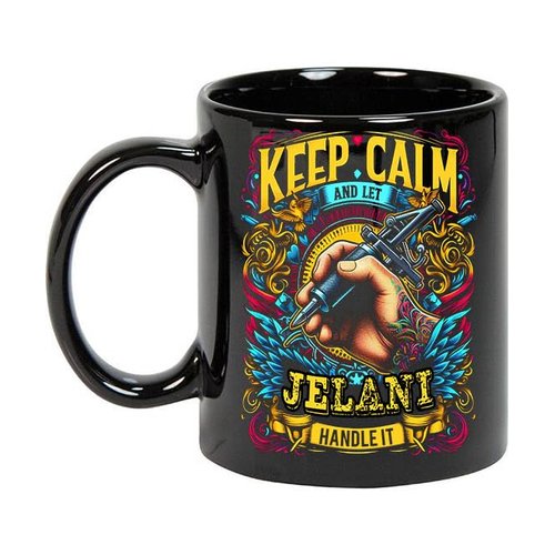 Maynard Ruiz Keep Calm and Let Jelani Handle It 11oz Black Mug Personalized Tattoo Artist Coffee Cup, Tattoo Artist Present, Tattoo Artist Gift Ideas, Tattoo Artist Birthday Gifts 125425