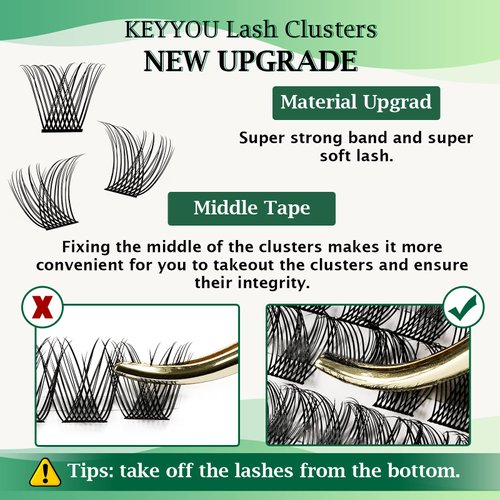 Lash Clusters,96 Pcs Cluster Lashes D Curl 10mm DIY Lash Extensions Eyelash Clusters,KEYYOU Volume Wispy Individual Lashes Soft&Comfortable Easy DIY at Home(Y13,D-10mm)