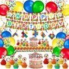 78 Pcs Building Block Birthday Party Supplies Birthday Party Decorations Include Happy Birthday Banner, Building Block Swirls, Table Cover, Cake Toppers, Cupcake Toppers, Balloons for Boys Girls Kids