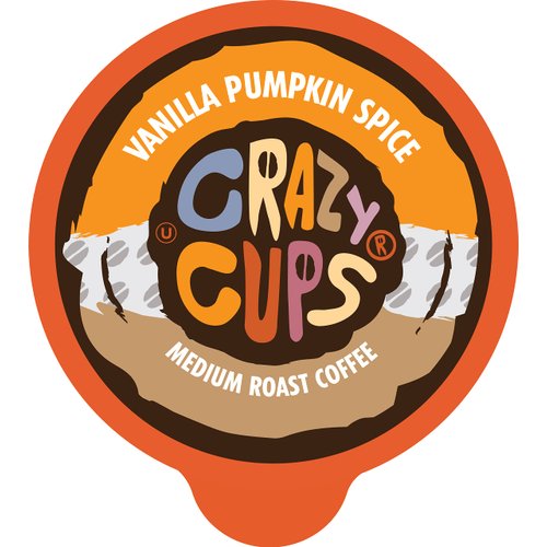 Crazy Cups Flavored Coffee Pods, Vanilla Pumpkin Spice Coffee, Single Serve Coffee for Keurig K Cups Machines, Hot or Iced Coffee, Medium Roast Coffee In Recyclable Pods, 22 Count
